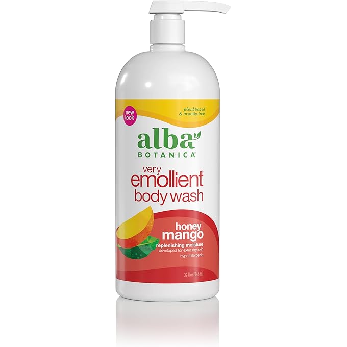 Alba Botanica Very Emollient Bath & Shower Gel, Honey Mango, 32 Oz